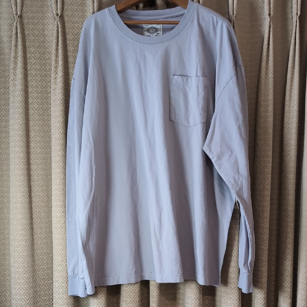 NWT Men's Size 2X US Standard Apparel Light Gray Crew Neck Long Sleeve Shirt